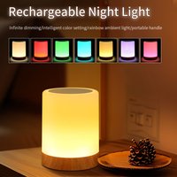 Portable Bedside Table Lamp RGB Touch Dimmable Desktop Night Light USB Rechargeable Desk Lamp For Kid Gift Bedroom Camping Light
