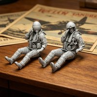 2 Pieces Detection Officer Figure 1/48 Scale Seated Cockpit Crew Seated Jet Crew Figures High Fine Finish for Model Builders