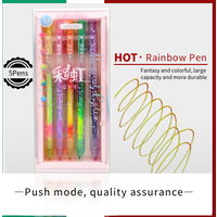 Five-color Rainbow Gel Pen Gradient color student notes drawing learning Marker Pen Children's Stationery Prizes