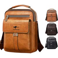 Compact Men's Leather Crossbody Bag, Lightweight Shoulder Bag with Multiple Pockets, Ideal for Travel and Commute Rugged Men's