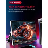 16-Inch 2.5K Portable Gaming Monitor 144Hz/120Hz 500cd/m Low Blue Light For XBox PS4 / 5 Switch Cell Phone PC Loptop Extension