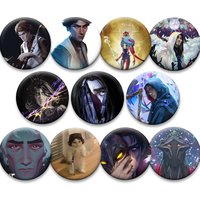 Round Handmade Creative Badge Anime Arcane Viktor Soft Button Pins LOL Game Cartoon Character Brooches Exquisite Accessories