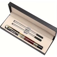 Expert Ballpoint Pen Black with Chrome Trim Luxury, Line 0.5mm Tip Come 2 Pieces Ink Refill, Nice BallPens Classy Gift Box for S