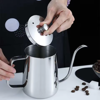 Stainless Steel Coffee Pot Handmade Coffee Brewing Pot Goose Neck Long Spout Ear Hanging Pot Coffee Utensils Household Teapot