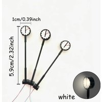3pcs 7cm Miniature Platform Clock Lamp Model Lamppost Led Light For Railway Train Station Scene Squre Landscape Lights Materials