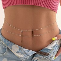 Hip Hop Fashion Metal Double Layer Chain Sexy Pants Chain Body Chain Imitation Crystal Fashion Sexy Adjustable Waist Chain