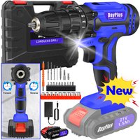1400RPM 21V Cordless Drill Driver 45Nm 2 Speeds Electric Cordless Screwdriver 25+1 Torque with 1/2 1500mAh Battery & Accessories
