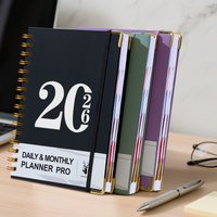 2026 Daily & Monthly Pro Planner Notebook, 320 Pages Spiral Bound Agenda Journal with Free Planner Stickers