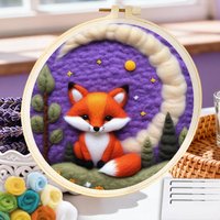 CHENISTORY Fox Needle Felting Kit Picture Easy Crafts For Adults Animal Felt Kits For Beginners Handiwork Art Craft Supplies