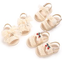 New Summer Apricot Baby Shoes, Cute Bow Cloth Bottom Sandals, Comfort Casual Infant Daily Sneakers 0-18M