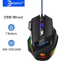 KEBIDUMEI 7 Buttons USB Wired Mouse RGB Backlit Mouse Ergonomic Gaming Mouse Plug and Play For PC Computer Laptop Windows Mac OS