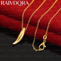 18K Gold Plated Chain Wolf Tooth Pendant Necklace For Women Men Fashion Wedding Party Charms Jewelry