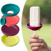 1/4PCS Silicone Drip - Proof Popsicle Holder Reusable Anti-Drip Ice Cream Holder Portable Popsicle Protector for