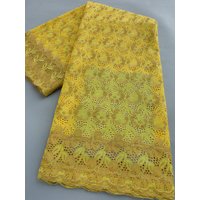 Swiss Lace Fabric 2026 Luxury High Quality African Cotton Lace 5 Yards Swiss Voile Embroidery Lace with Rhinestones for Nigerian