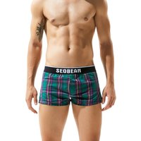 SEOBEAN Men's Boxershorts Classic Plaid Cotton Underwear Boxer Shorts U Convex Pouch Design Loose Underpants Home Sleep Bottoms