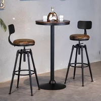 Modern Minimalist Rotatable High Stool with Cushioned Backrest And Solid Wood Frame for Home Decor