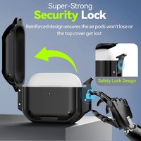 2026 for AirPods Pro 3 Case Waterproof Hard Cover Poweful Drop Protection Cover for AirPod Pro 3 with Safety Lock&Phone Stand