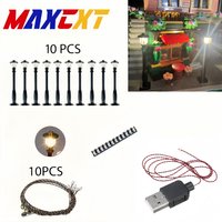 10PCS City Street Light Led Building Block Lamp MOC Compatible with Bricks Powered By USB Cable (excluding Battery)