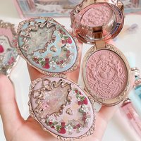 Flower Knows Strawberry Rococo Embossed Blush Fine Powder Makeup Smooth Long Lasting Blusher Waterproof Blush Maquiagem
