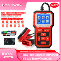 2025 KONNWEI KW681 Professional Car OBD2 Scanner Auto Diagnostic Tools 6V12V 2 in 1 Car Motorcycle OBD2 Battery Tester Tools