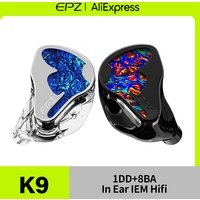 EPZ K9 Headphones 1DD+8BA Hybrid Drivers HiFi IEMS 4.4mm Replaceable Plug Wired Monitor 6N Single Crystal Copper Earphone Cable