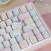 URE Plush Puppy Keycaps Dye-Sub Cherry Profile PBT keycaps Side Print Keycaps Cute Girl keycaps For MX Mechanical Keyboard