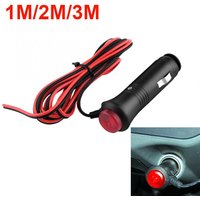 Car Cigarette Lighter Socket Plug 1m/2m/3m Extension Cable with ON/OFF Button Switch for Motorcycle Truck Auto