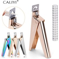 CALIYI Stainless Steel UV Gel False Nail Tips Trimmer Clipper Edge Cutter Nail Art Manicure U Word Rainbow Gold Silver Tools