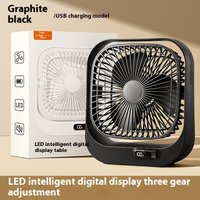 Desktop digital display large wind power electric household office small fan charging and plugging dual-purpose circulating fan