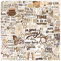 50Pcs Bohemian Motivational Phrases Cartoon Graffiti Stickers Inspirational Quote Decals Waterproof DIY Laptop Notebook