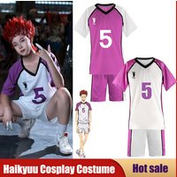 Anime Haikyuu Cosplay Costume Shiratorizawa High School Sportswear Volleyball Club Jersey Uniform Tendou Satori T-shirt Full Set