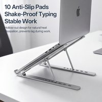 Adjustable Aluminum Laptop Stand Ergonomic Foldable Notebook Riser With Anti-Slip Pads Portable Cooling Laptop Holder for Desk