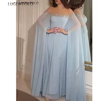 Women Chiffon Sexy Dress Party Temperament Spring Summer Big Swing Lady High Waist Solid Banquet Middle East Long Dresses