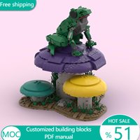 578 PCS Animal Frog On Toadstool MOC Customize Modular Building Block Simple Creative Design Model Design DIY Holiday Toy Gifts