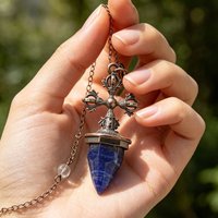 Natural Stone White Crystal Pendant Pendulum for Divination Antique Cross Lapis Lazuli Reiki Spiritual Pink Quartz Pendulos x444