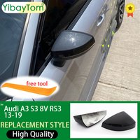 Pour Audi A3 S3 8V RS3 voiture rétroviseur couvre capuchon coque boîtier porte côté aile rétroviseur couvre voiture argent noir