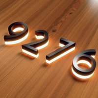 Custom LED Backlit House Number Outdoor for Storefront Business Waterproof Illuminated Light Up Door Signage Display