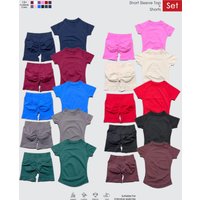 2Pieces Women's Impact Sports Set Short Sleeve Seamless Yoga Top And Running Sports Shorts Fitness Gym Workout Outfit