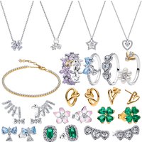 S925 Silver Lucky Clover Star Pendant Heart Necklace Gem Floral Pearl Rings Golden Emerald Stud Earrings Bracelet Jewelry Gift