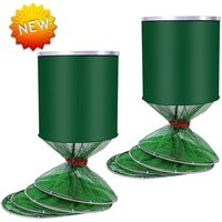 GHOTDA 1.7-3m Fishing Basket Dip Net Trap Folding Telescopic Net Outdoor Carp Fishing Tool Hold Over 50kg Basket for Fishing