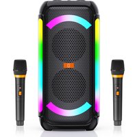 JYX Karaoke Speaker with 2 Wireless Microphones,Portable Bluetooth, DJ Lights, Powerful Sound with Strong Bass,Ideal for Parties