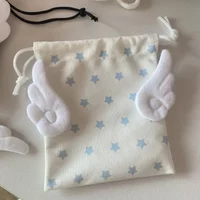Fashion Portable Bundle Pocket Star Pattern Rope Drawstring Design Cosmetics Bag Canvas Dustproof Stationery Storage Bag