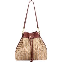 CHCH Women's Shoulder Bag Autumn New Knitted Texture Handbag Simple Brown Casual Drawstring Bag