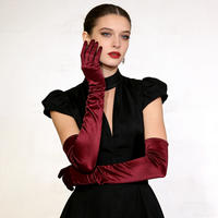 55CM Multicolor Satin Long Women Gloves Bride Wedding Party Cosplay Stage Performance Etiquette Solid Soft Smooth Accessories