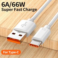 66W 6A USB A to Type C Fast Charging Cable Super Speed Data Cord for Huawei Mate 40 50 60 P50 Nova Honor 90 Magic 5 Pro