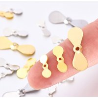 OUTKIT 50pcs Fishing Propeller Spinner Blade Stainless Steel Hard Lures Spin Round Willow Leaf Diy White Stripe Fishing Parts