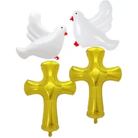 Peace Dove Cross Foil Balloons White Pigeon Bird Helium Balls for First Communion Christmas Baptism Baby Shower Wedding Party De