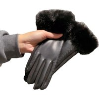 AliExpress LAOVCE Women's Winter Luxury PU Leather Gloves Wrist Soft Faux Fur Trim Cuff Fashion Elegant Party Warm Touch Screen Drive Cycling