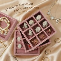Velvet Stackable Jewelry Organizer Tray Multi-grid Earrings Ring Storage Box for Jewelry Store Counter & Exhibition Props Show