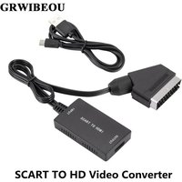 SCART To HDMI-Compatible Converter with Cable 1080P Scart In HDMI Out HD 720P/1080P Switch Video Audio Converter Adapter for TV